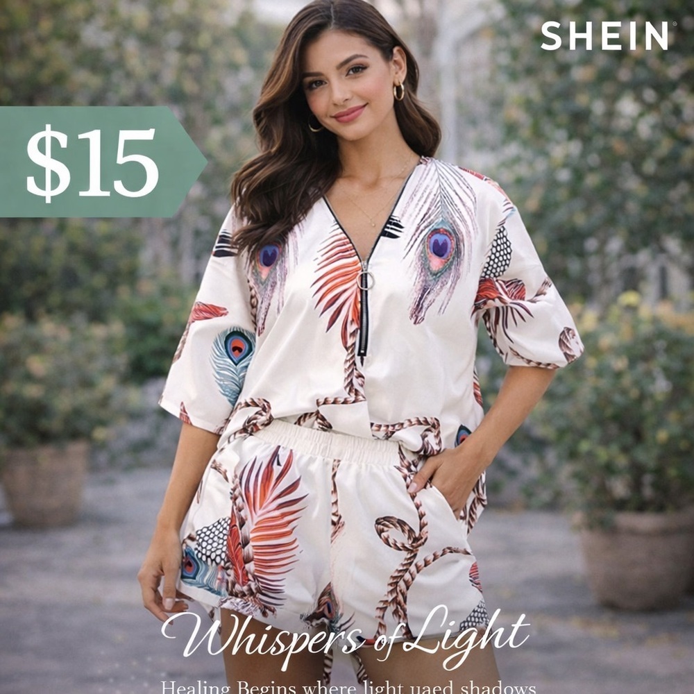 ✨ SHEIN Tropical Print Two-Piece Set – Size Medium